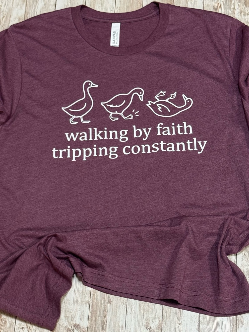 Bella Canvas Plum Shirt Walking by Faith Tripping Constantly